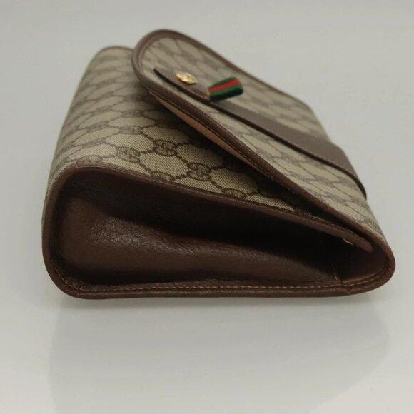 GUCCI GG Supreme Web Sherry Line Clutch Bag PVC Beige - Picture 3 of 16